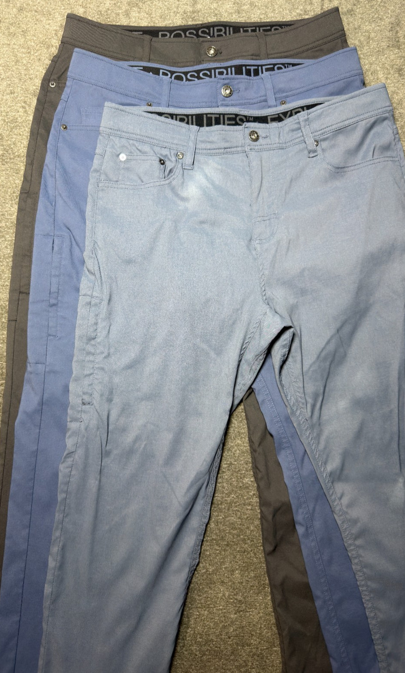 Gerry Venture Commuter Pants Mens 34X29 Lot of 3 Performance Stretch Blue Gray